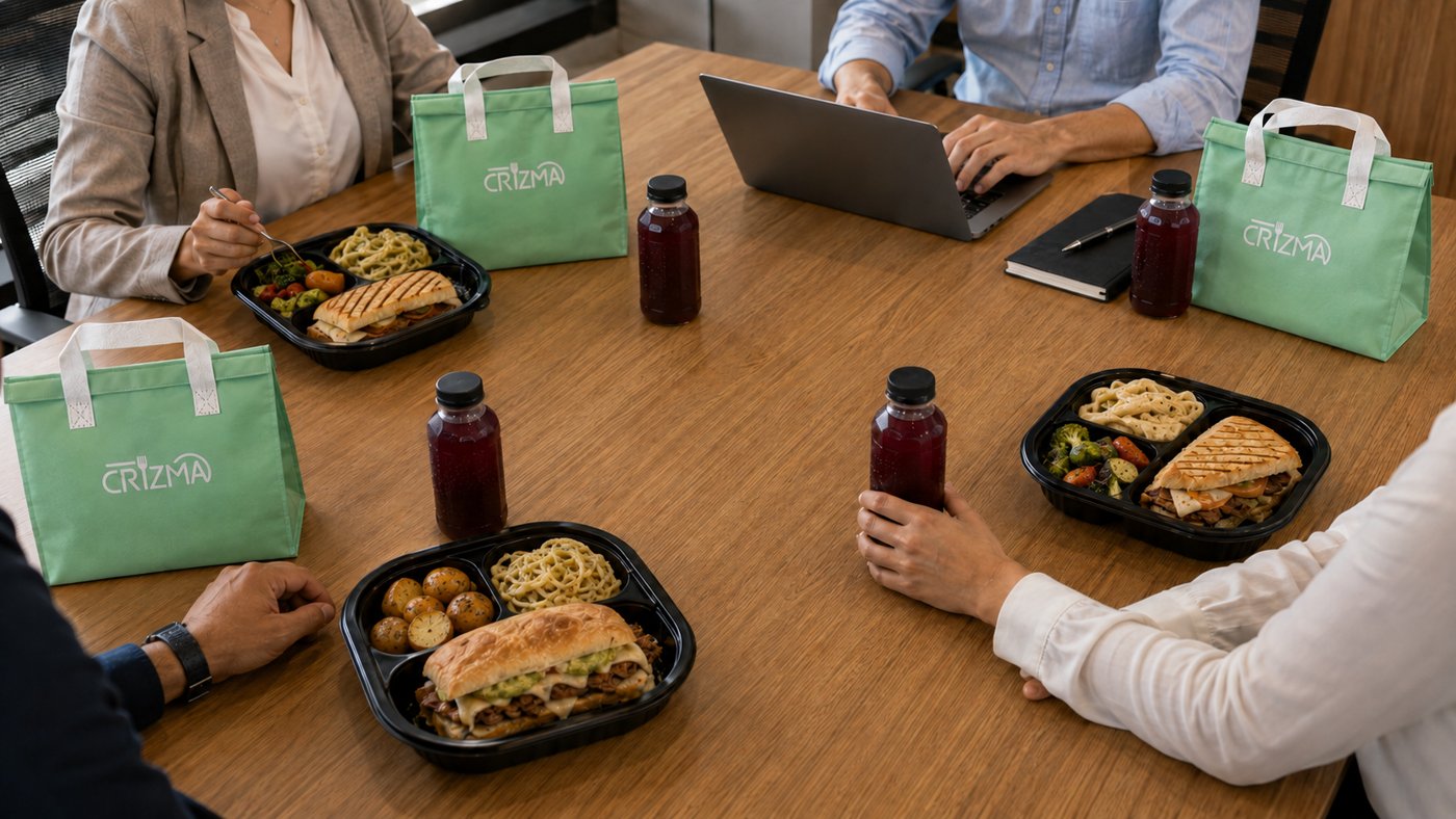 Comidas ejecutivas completas en bento para el equipo en la oficina